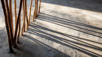 Zen Serenity: Top-Down Abstract of Reed Shadows on Raked Sand with Crisp Morning Light
