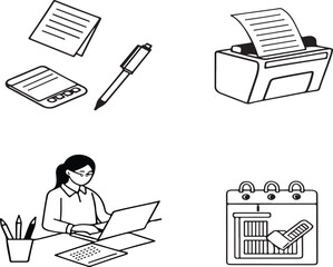Line Art Icons for Office and Business