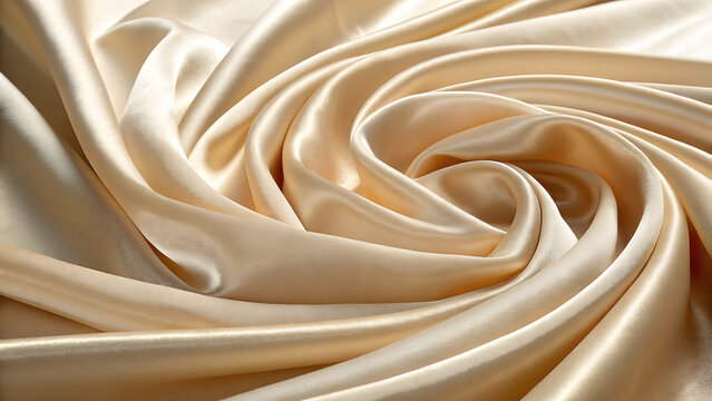 Cream and Gold Silk Fabric Volumetric Abstract - Powered by Adobe