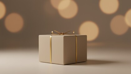 A shiny golden Christmas gift box wrapped with a red ribbon and bow creates a festive holiday surprise for a celebration or anniversary celebration isolated on a white background