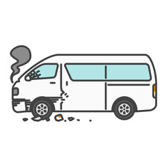 商用バンの重大事故イラスト｜損傷・自動車保険・対物対人・警察対応