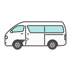 初心者ドライバーの商用バン・軽い接触事故イラスト｜物損・保険・安全