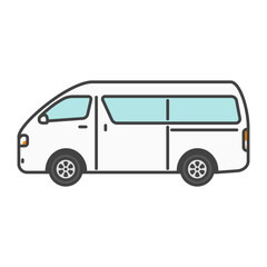 白い商用バンのシンプルなイラスト｜物流・配達・車両素材