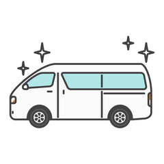 白い商用バンの新車イラスト｜ぴかぴか・清潔・コーティング素材
