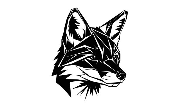 Stylized geometric fox head vector illustration icon.