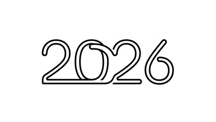 Minimalist Line Art Depicting the Year 2026 in a Continuous Style.