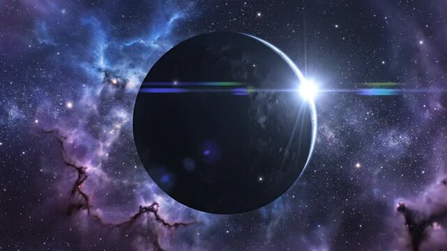 Explore the cosmos with this stunning planet amidst a vibrant nebula background, perfect for science, exploration, or space themed projects