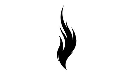 Stylized black fire flame silhouette icon design.