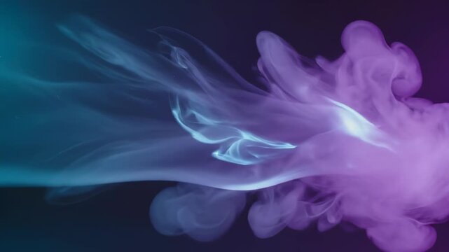 Abstract ethereal background featuring soft glowing mist slowly moving and shifting across the frame with subtle cyan and purple color gradients digital, visualization, commercial