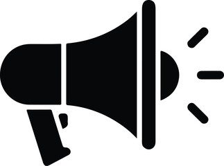 Black megaphone icon with sound waves announcement 3