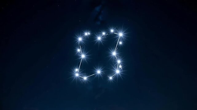 Glowing constellation pattern slowly rotating in the peaceful dark night sky, perfect for astrology lovers and stargazing videos