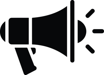 Black megaphone icon with sound waves bullhorn announcement