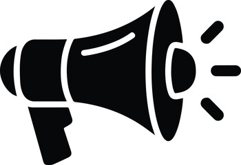 Black megaphone icon with sound waves loudspeaker announcement 2