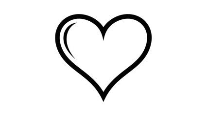 Simple Black Outline Heart Shape Icon Graphic.