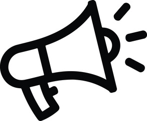 Black megaphone icon with sound waves symbol announcement