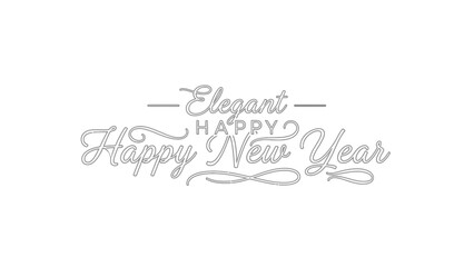 Elegant Happy New Year greeting card design in silver color.