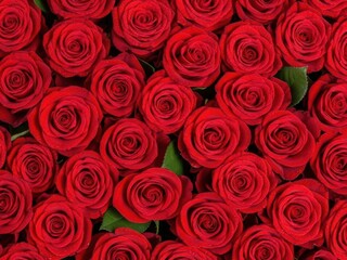 Close up of a beautiful bouquet of fresh red roses