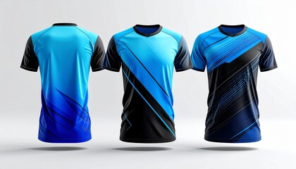 Dynamic blue and black esports jersey designs for gamers and sports teams needing stylish apparel for competition or casual wear, showcasing modern aesthetics