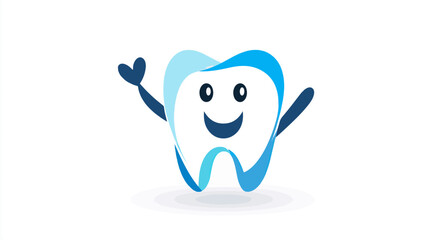 Happy tooth character promoting dental health and eco-friendly choices in a fun way
