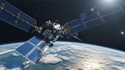 Satellite orbiting Earth, capturing stunning visuals for science, technology, and environmental research, fostering innovation and exploration endeavors