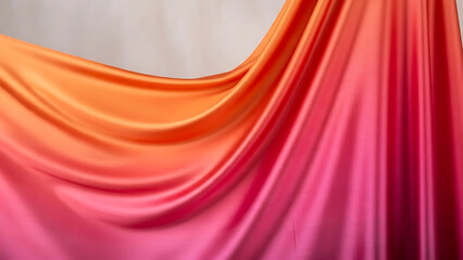 Flowing silk fabric in shades of orange and pink creating a dynamic and eye catching background design