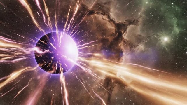 Stunning galaxy formation video with vibrant nebula clouds and glowing energy core, perfect for science documentaries and space exploration content