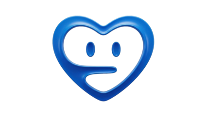 Blue heart smiley face logo on black background