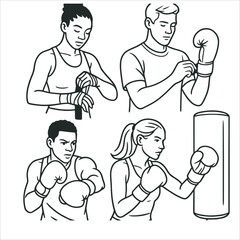 Boxers Training and Preparing for a Fight