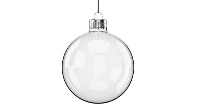 Clear glass Christmas ornament on black background