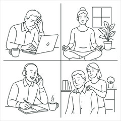 Daily Life Scenarios Stress Calm Work and Support