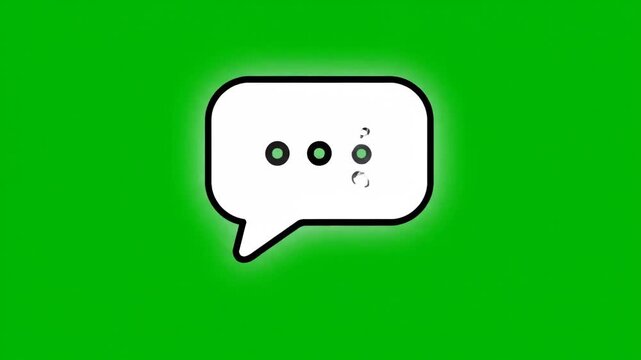 Animated message bubble with typing indicator on a vibrant green background symbolizing digital communication and instant messaging for modern technology users