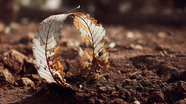 The circle of life illustrated by a leaf decaying back into the earth (1)