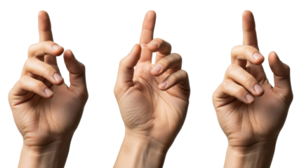 Three Hands Pointing Up with One Finger