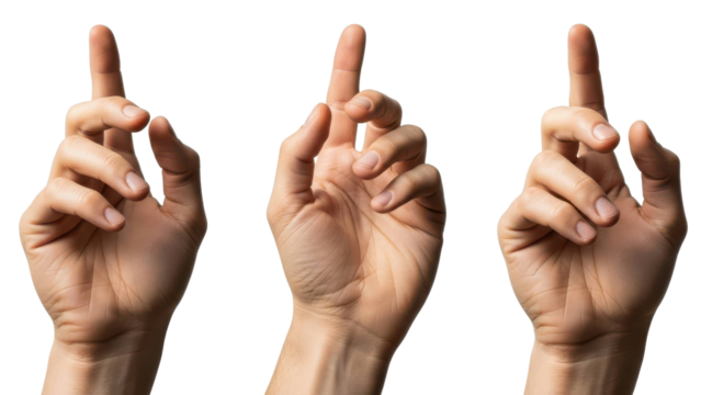 Three Hands Pointing Up with One Finger