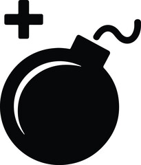 Black bomb icon with fuse and plus symbol explosion 1