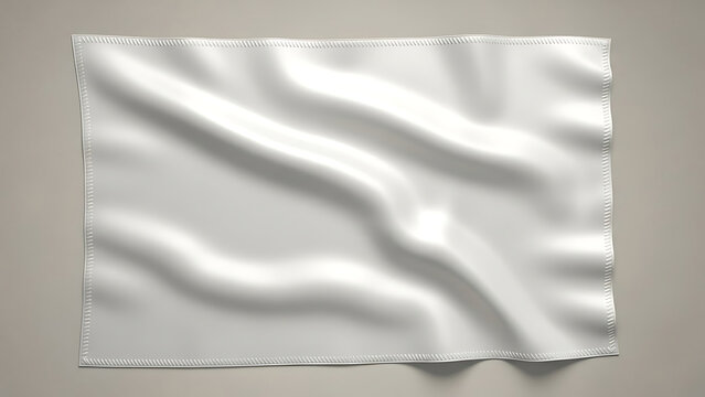 Waving white cloth or flag background material for presentation template design with blank canvas for graphic element design