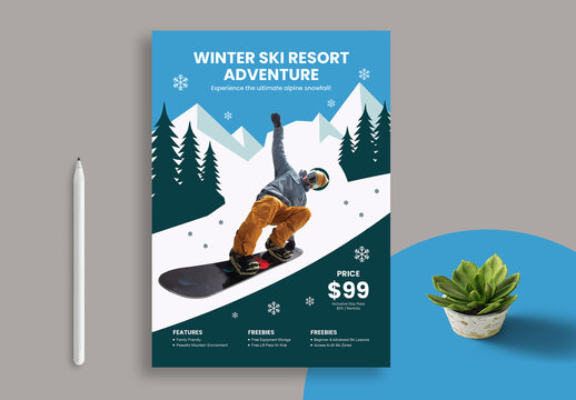 Ski Trip Poster Design Layout