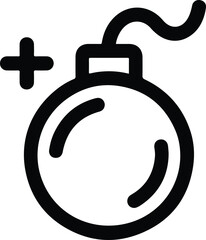 Black Bomb Icon with Fuse and Plus Symbol explosion 4