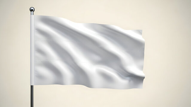 White flag waving on a pole a symbol of surrender or truce in negotiations and conflicts