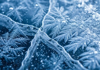 Frozen Fractals Winter Ice Patterns Beautiful Cold Blue Texture