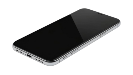 Modern smartphone with blank screen on black