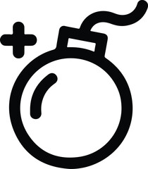 Black Bomb Icon With Plus Symbol danger explosion 1