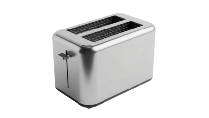 Sleek silver two-slice toaster on black background