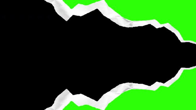 4K Rough Edge Paper Rip Reveal Animation on green screen