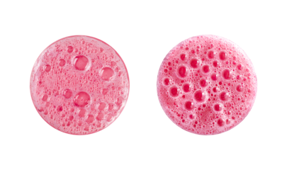 Two Vibrant Pink Foam and Bubbles Texture isolated on a transparent background