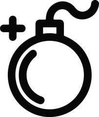 Black Bomb Icon with Plus Symbol explosion danger
