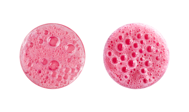 Two Vibrant Pink Foam and Bubbles Texture isolated on a transparent background