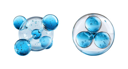 Abstract 3D Molecular Structure of Hydration Elements isolated on a transparent background