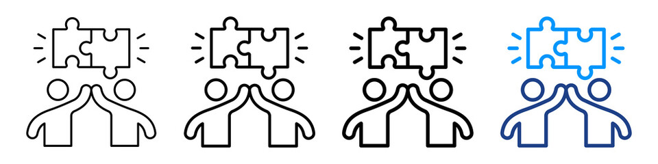 Team Collaboration Icon Different Style Outline Collection Set.