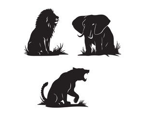 Wild & Domestic Animal Silhouette Icons – Solid Black Vector